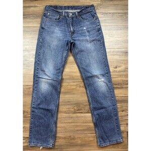 Levis 514 Athletic Straight Cut Distressed Jeans Mens 32x34 Blue Medium Wash
